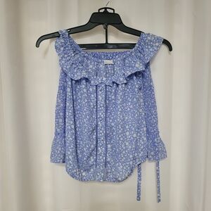 Sienna Sky Lilac Floral Off-Shoulder Ruffle Top